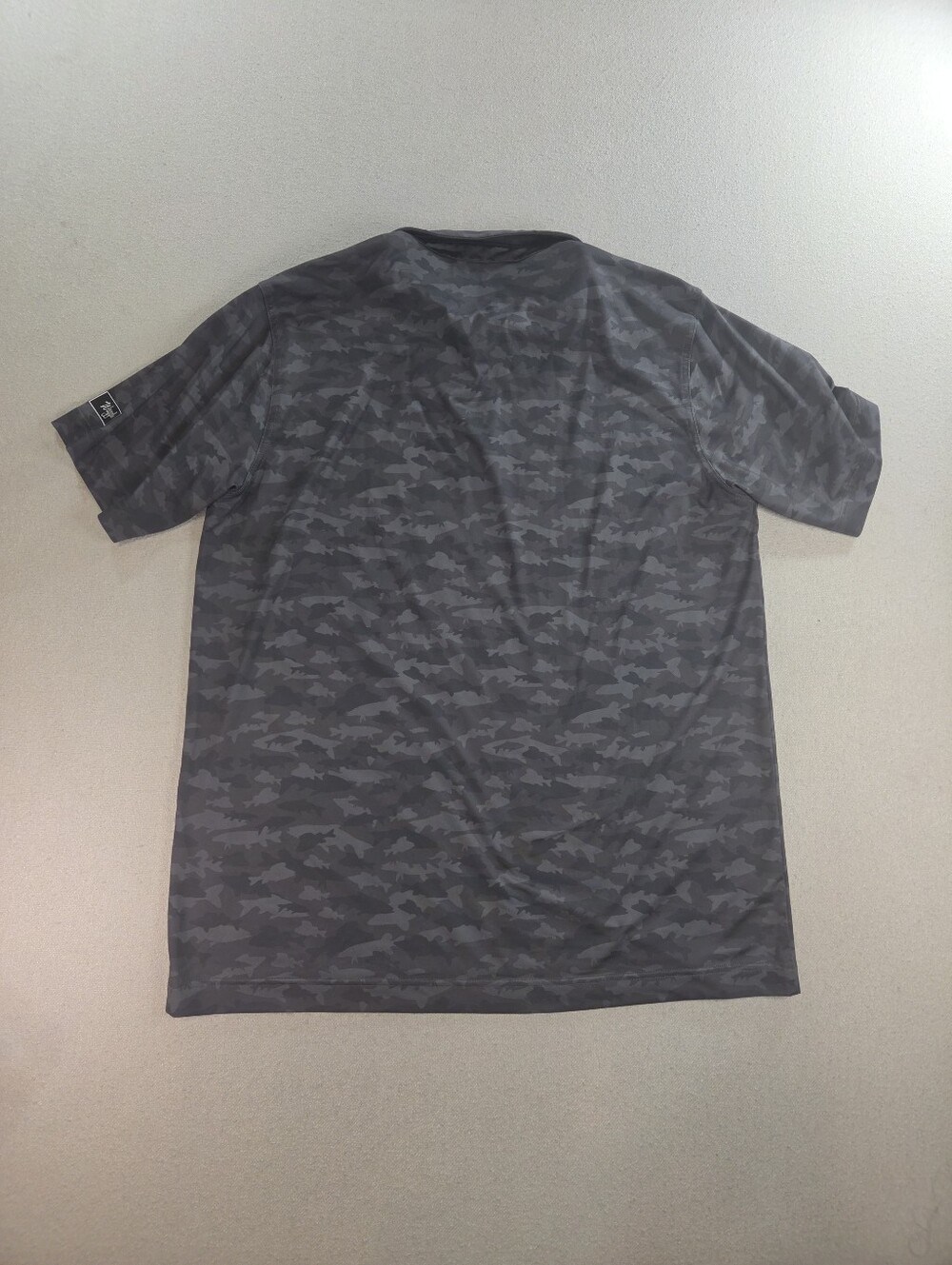 Waggle Golf Polo Mens L Gray Fish Camo Bass Nibbler Performance Stretch - Picture 5 of 5